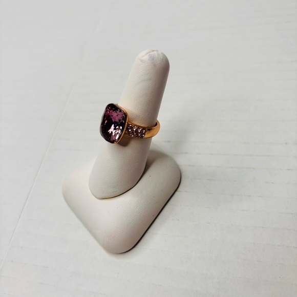 SWAROVSKI Amethyst Crystal Gold Ring Size 6 - Picture 3 of 8